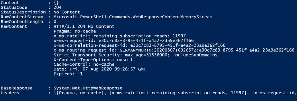 azure powershell migration output