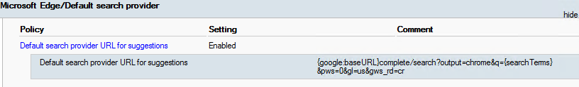 Group Policy Default Search provider